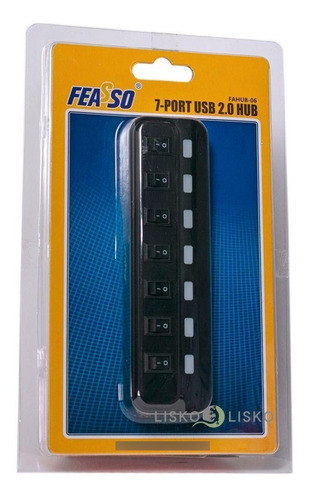 Hub Feasso Usb Fahub-06 7 Portas C/ Fonte E Led