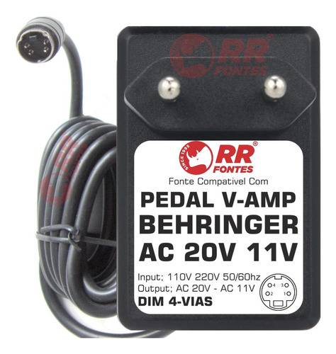 Fonte 20v 11v Para Mixer Behringer  Vamp2 Vamp3 Lx1b Dfx69