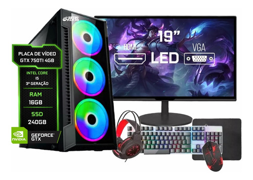 Pc Gamer Completo I5 16gb, Ssd 240gb, Gtx 750ti 4gb