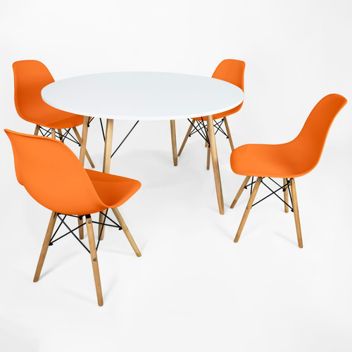 Conjunto Mesa Eiffel 120cm + 4 Cadeiras Eames Design Moderno