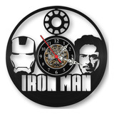 Relógio Parede Homem Ferro Tony Stark Heróis Filmes Vinil Lp