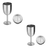 Kit 2 Taça Gin Térmica 480ml Drinks Vinho Tampa Parede Prata