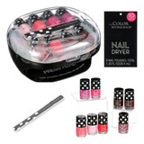 Set Manicure Pedicure 8 Esmaltes De Uña + Secadora 10 Piezas