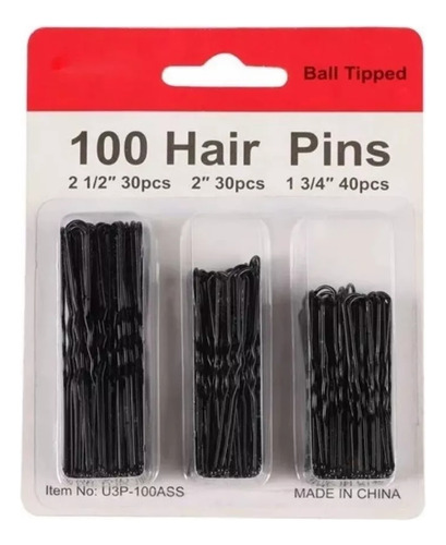 Horquillas Para El Pelo En Forma De U, Color Negro 100pcs