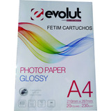 200 Folhas Papel Fotográfico Glossy Evolut 230g A4