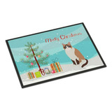 Felpudo Navideño Para Puerta De Entrada 24x36, Gato Snowshoe