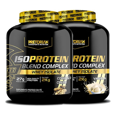 Pretorian Kit 2 Suplementos Whey Protein Isolado Blend Complex Sabor Cookies + Baunilha 2kg | Frete grátis