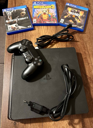 Consola Playstation 4 Sony Slim 1 Tb, Color Negro, 3 Juegos.
