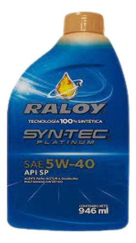 Aceite 5w40 Sintetico Platinum 946 Ml Raloy