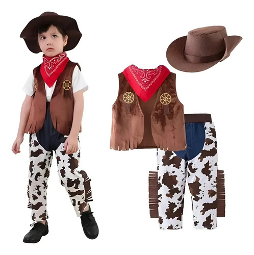 Conjuntos Para Niños Traje Western Vaquero Ropa De Cosplay Festivo 4 Piezas