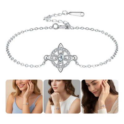 KUOAEAYE Pulsera Nudo De Bruja para Mujer,Joyeria Plata Dama,Acero Inoxidable,Regalos Para Mujeres,Novia,Aniversario | Meses sin interés