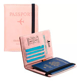 Porta Pasaporte Documentos Funda Protectora Viaje Con Rfid Color Rosa