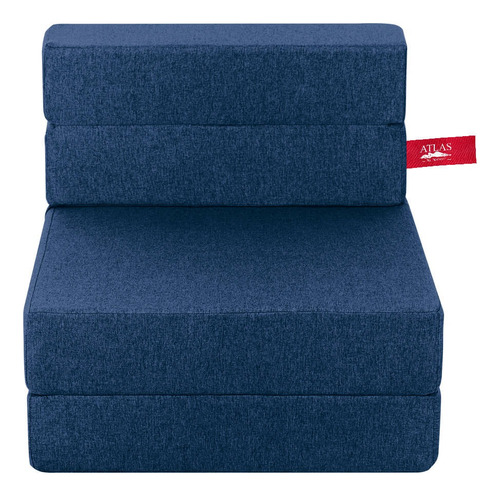 Sofá Cama Individual, Sillón Plegable Tipo Puff Atlas Basics Color Azul Marino