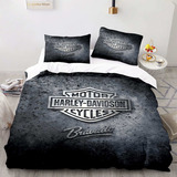 Juego De Ropa De Cama De 3 Fundas De Almohada Motor Harley