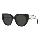 Gafas De Sol Prada Spr14w 09q-5s0 Para Mujer, Color De Marco Negro, Color De Lente, Color Gris, Color Negro, Vástago Ovalado, Color Blanco