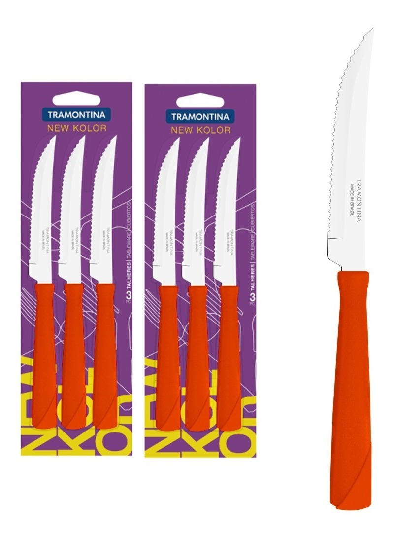 Set Cuchillo New Kolor Naranja x6