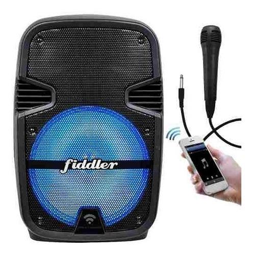  Parlante Karaoke Bluetooth Fiddler Negro + Micrófono 