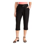 Pantalón Capri De Lino - Negro