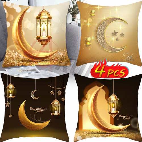 Fundas De Cojín Dorado Luna Cuadradas Funda De Almohada 4pcs