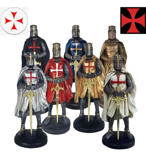 Kit Com 5 Cavaleiro Ordem Templário Guerreiro Medieval 23cm