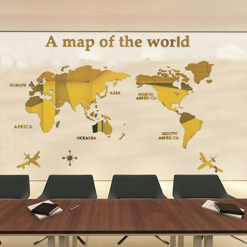 Mapa Del Mundo Decoracion Para Pared  3d Interior 120x60cm