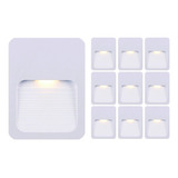 10 Balizador Parede Escada Led 2w Branco Quente 3000k 4x2