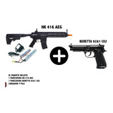 Paquete Marcadoras Hk 416 Aeg - Beretta 92a1 Co2 6mm Xtr C