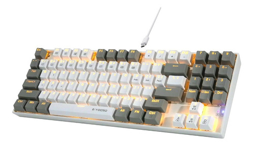 Teclado Gamer E-yooso Z-13 Qwerty Color Blanco Y Gris Con Luz Naranja