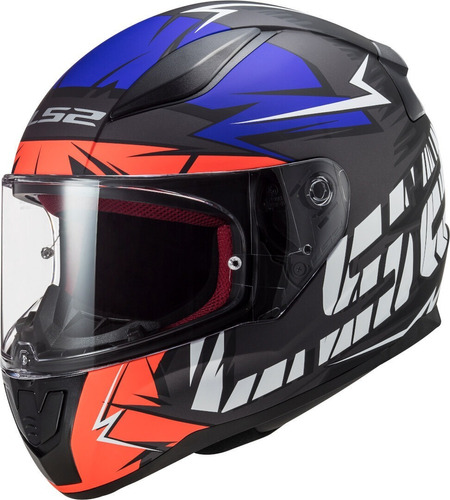      Casco Cerrado Ls2 Rapid Cromo Azul Naranja Mate