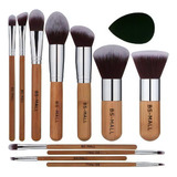 Set De 11 Brochas De Maquillaje Bs-mall Bamboo Plateado