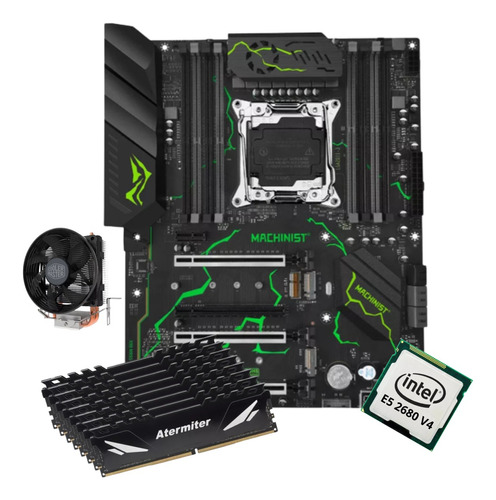 Kit Gamer Placa Mãe X99 Mr9s Green Xeon E5 2680 V4 256gb