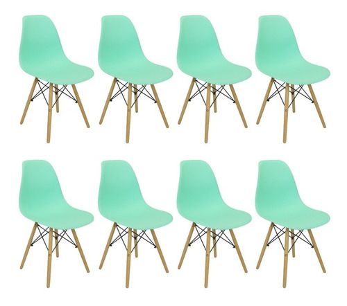 Kit 8 Cadeiras Charles Eames Eiffel Wood Design Varias Cores