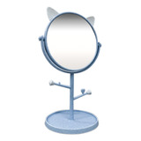 Espelho - Maquiagem, Maquiagem Infantil Redondo Gatinho Azul