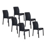 Silla Plastica Alex Ratan Exterior Interior Colombraro X 6