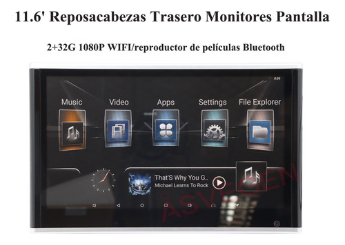 11.6' Android Auto Monitores De Reposacabezas 2+32g