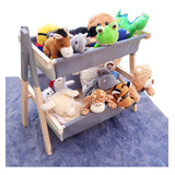 Cesto Organizador Brinquedos Montessori Infantil Cinza