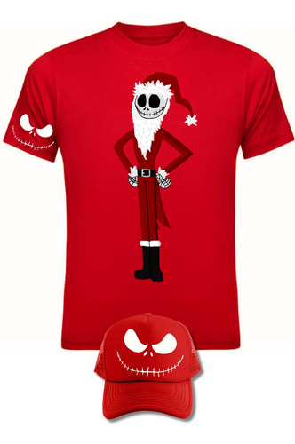 Camiseta Manga Cort Jack Skellington Navidad Obsequio Gorra 