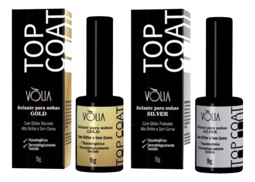 Top Coat Gold Dourado + Top Coat Silver Prata - Vòlia