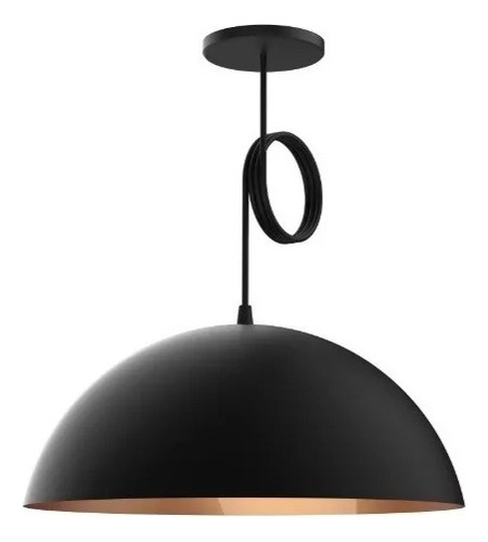 Lampara Colgante Campana Grande 30 Cm Negro Combinado Cobre