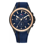 Reloj Tommy Hilfiger 1791861 Hombre Color De La Correa Azul Color Del Fondo Negro