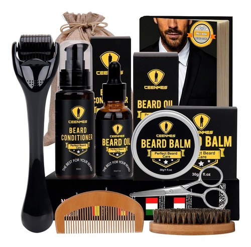 Kit Para La Barba Shampoo Acondicionador Aceite Cepillo