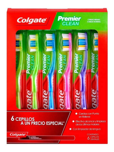 Cepillo De Dientes Colgate 360° Premier Clean Medio Pack X 6 Unidades