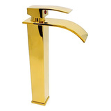 Monomando Para Lavabo Ovalin Oro Dorado Brillante Alto 30cm 