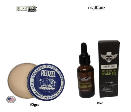 Kit Aceite Barba Y Cera Pomada Reuzel Fiber Barberia Barbero