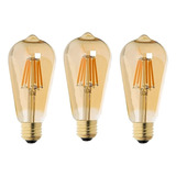 Pack 3 Ampolleta Led Tipo Edison 6 Watts Retro Vintage