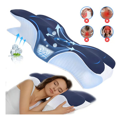 Almohada BZ Viscoelástica Ortopédica Ergonómica Gel Cervical Azul Hipoalergénica | Envío gratis