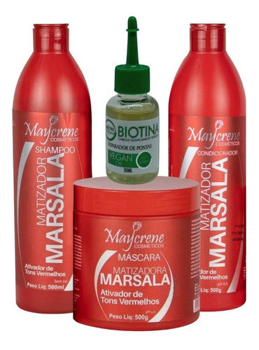 Kit Matizador Marsala Vermelho Mais Reparador Pontas 30ml 