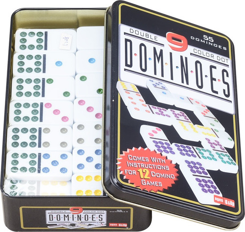 Domino Cubano Doble 9 Color Ddt 55 Fichas Caja Metalica