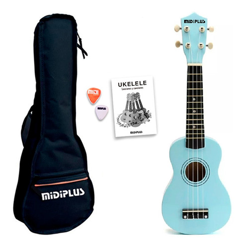 Ukelele Soprano Midiplus De Madera Con Funda Celeste