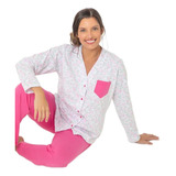 Pijama Invierno Dama Abotonado Algodon Florcitas 23127